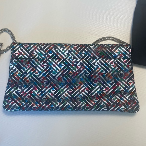 New in dust bag: Laudi Vidni Multicolored Comodo Envelope Clutch, Silver Chain - Picture 7 of 7